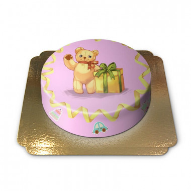 Teddybeer taart roze 