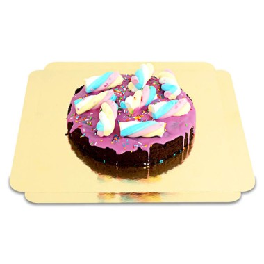 Brownietaart met marsmallow decoratie