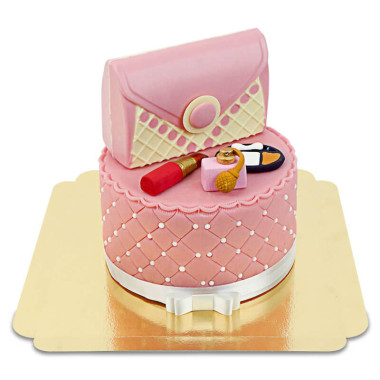 Luxe Make-Up taart, Rond dubbele hoogte met witte chocolade tas