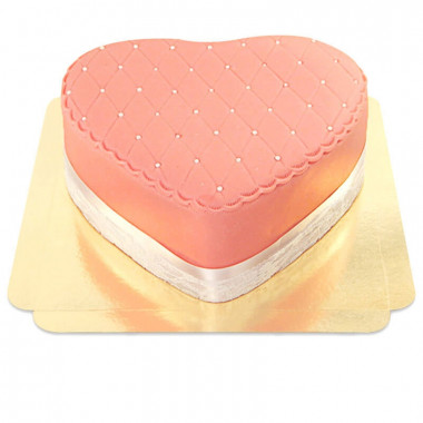 Roze Deluxe Valentijnstaart in hartvorm - dubbele hoogte