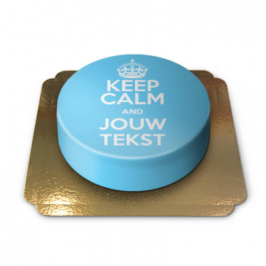 Blauwe "Keep Calm and.."-taart