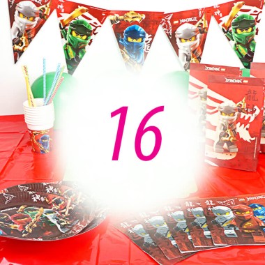 Lego Ninjago Partyset voor 16 personen zonder taart