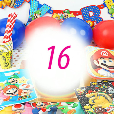 Super Mario Partyset voor 16 personen - zonder taart