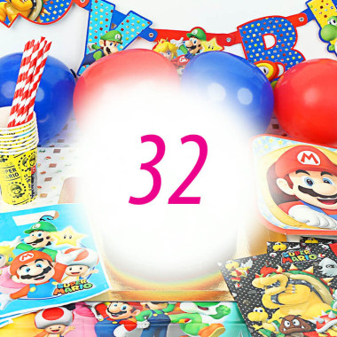 Super Mario Partyset voor 32 personen - zonder taart