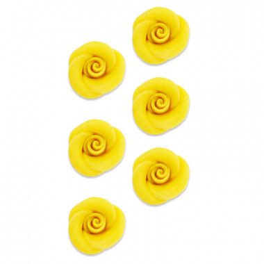 Marsepein Roos geel, ca. 35 mm (6 stuks)