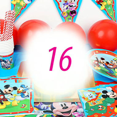Mickey Mouse Partyset voor 16 personen - zonder taart