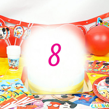 Mickey Mouse Partyset voor 8 personen - zonder taart