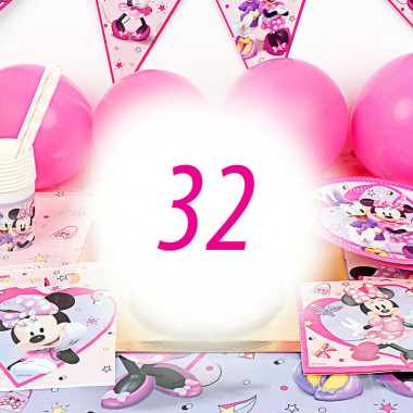 Partyset Minnie Mouse voor 32 Personen - zonder taart
