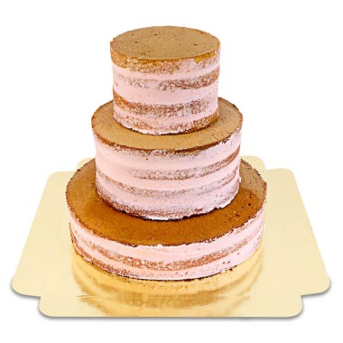 Naked Cake aardbeien drie lagen