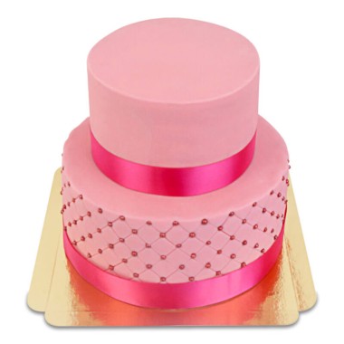 Roze bruidstaart met suikerparels