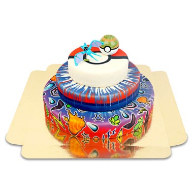 Pokémon®-figuur op een speelbaltaart met 3-lagen