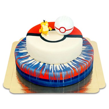 Pokémon®-figuur op een speelbaltaart met twee lagen