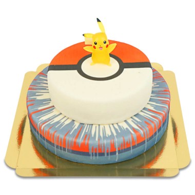 Pokémon®-figuur op een speelbaltaart met twee lagen