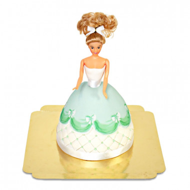 Prinsessenpop in groene jurk taart deluxe
