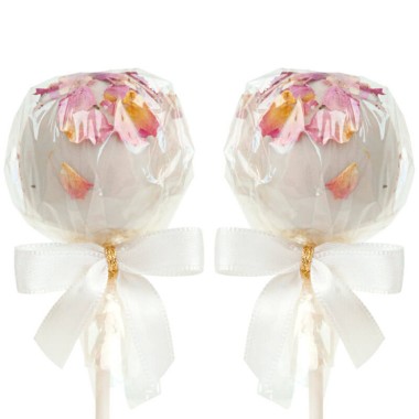Witte Cake Pops met Rozenblaadjes (12 stuks)