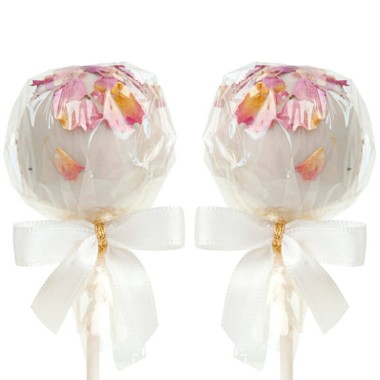 Witte Cake Pops met Rozenblaadjes (12 stuks)