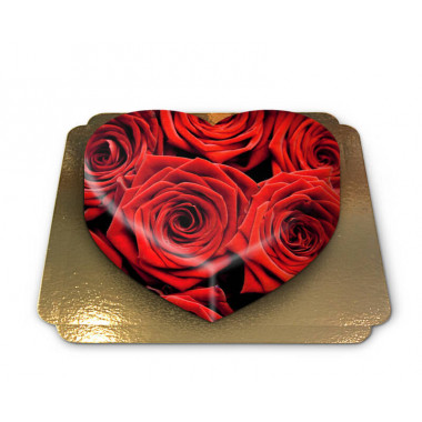Rode rozen taart in hartvorm 
