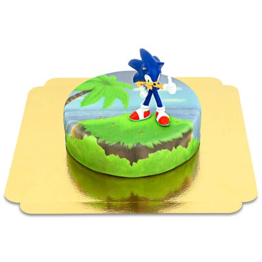 Sonic® figuur op eiland taart