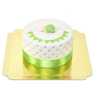 Groene Babyshower-taart - dubbele hoogte