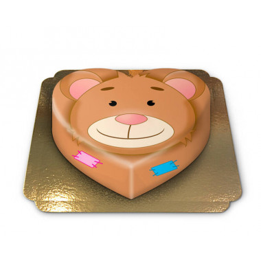 Teddybeer-taart in hartvorm