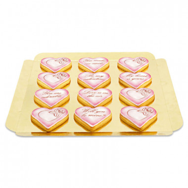 Valentijnsdag koekjes met liefdesboodschap - Roze (12 stuks)