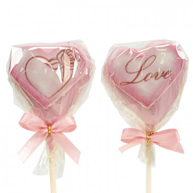 Valentijnsdag hartvormige Cake Pops Roze (12 Stuks)
