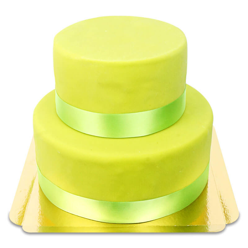 Groene luxe taart met taartenlint twee verdiepingen