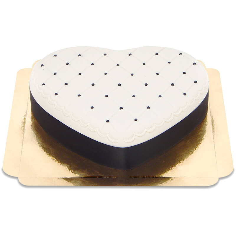 Luxe taart in hartvorm, zwart wit