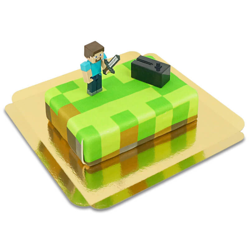 Figuren Minecraft op gamewereld-taart