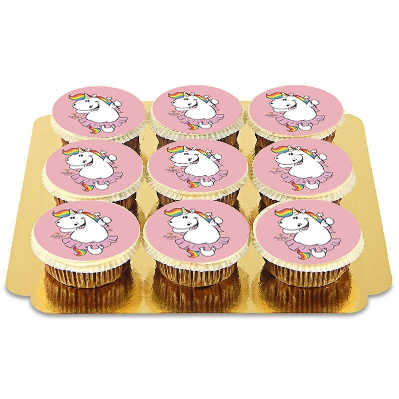 9 roze Chubby Unicorn cupcakes