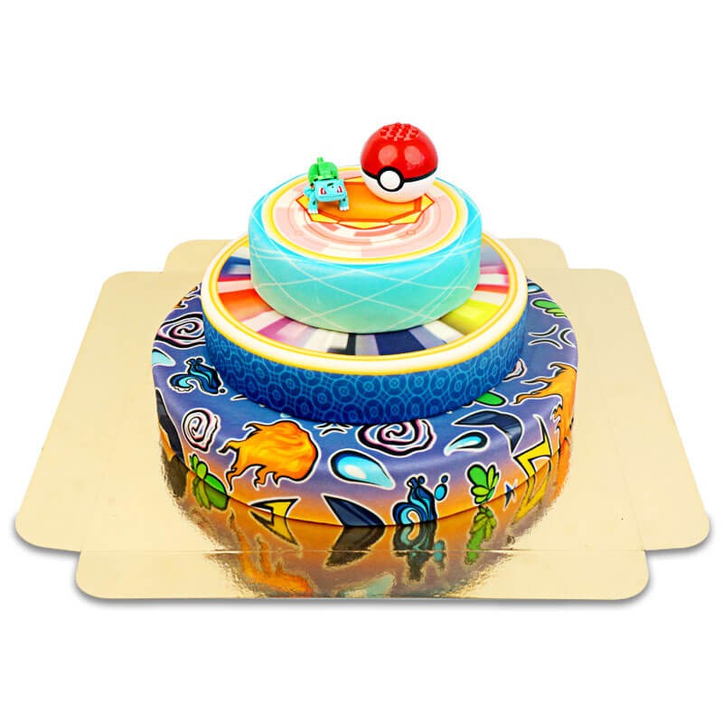Pokémon®-figuurtje op een medailletaart van 3 lagen