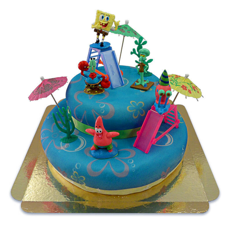 Spongebob op twee verdiepingen zee taart met lint