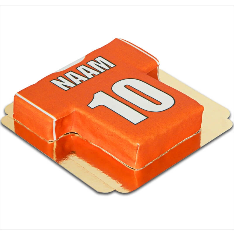 Voetbalshirt taart, effen - verschillende kleuren oranje