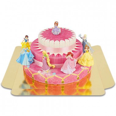 7 Prinsessen op drie-verdiepingen taart met linten