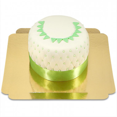 Happy Birthday luxe taart groen -  dubbele hoogte