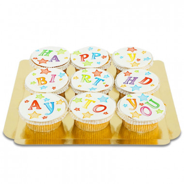 Verjaardag cupcakes, 9 stuks