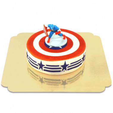 Captain America op beschermschild taart