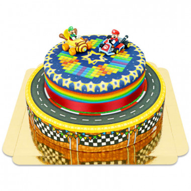 Mario Kart op wereldbaan twee lagen taart