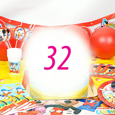Mickey Mouse Partyset voor 32 personen - zonder taart