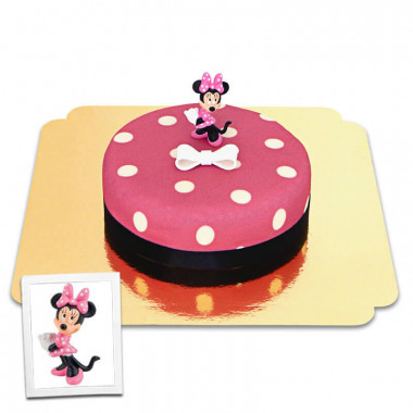 Minnie Mouse op taart met figuur en suiker strikje 