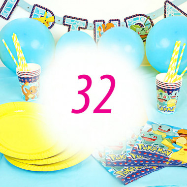 Pokemon party set voor 32 personen - zonder taart
