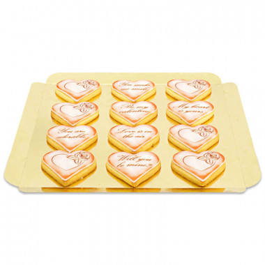 Valentijnsdag koekjes met liefdesboodschap - Rood (12 stuks)