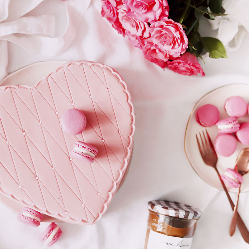 Roze Deluxe Valentijnstaart in hartvorm - dubbele hoogte @dagmarakoszyk