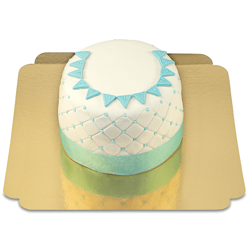Happy birthday luxe taart blauw - Dubbele hoogte