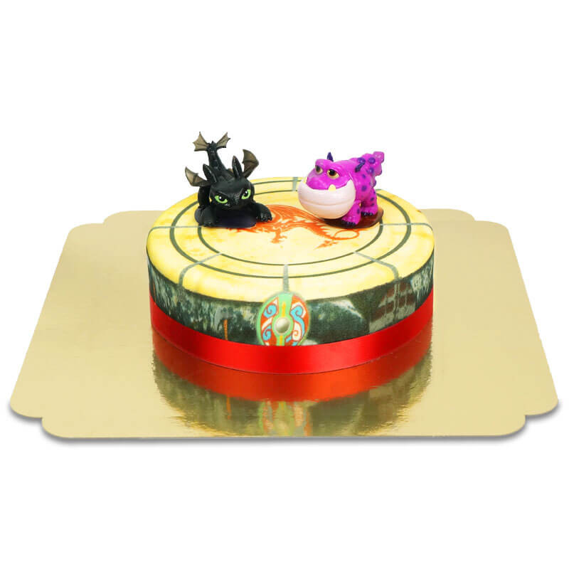 Dragon Toothless en zijn vrienden op een taart