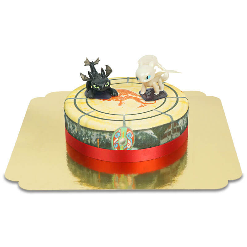 Dragon Toothless en zijn vrienden op een taart