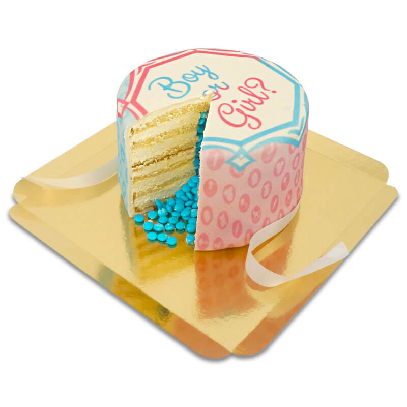 Deluxe Gender Reveal taart vanille cake jongen