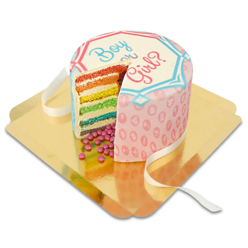 Deluxe Gender Reveal taart rainbow cake meisje