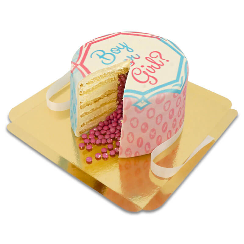 Deluxe Gender Reveal taart vanille cake meisje