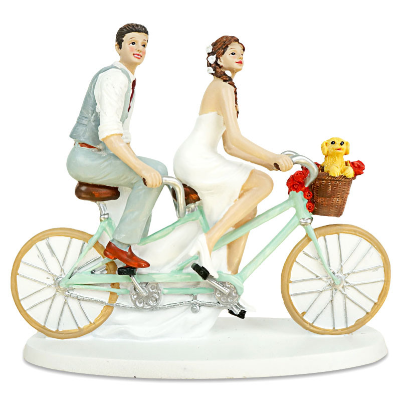 Tortenfigur - Fahrrad fahrendes Brautpaar